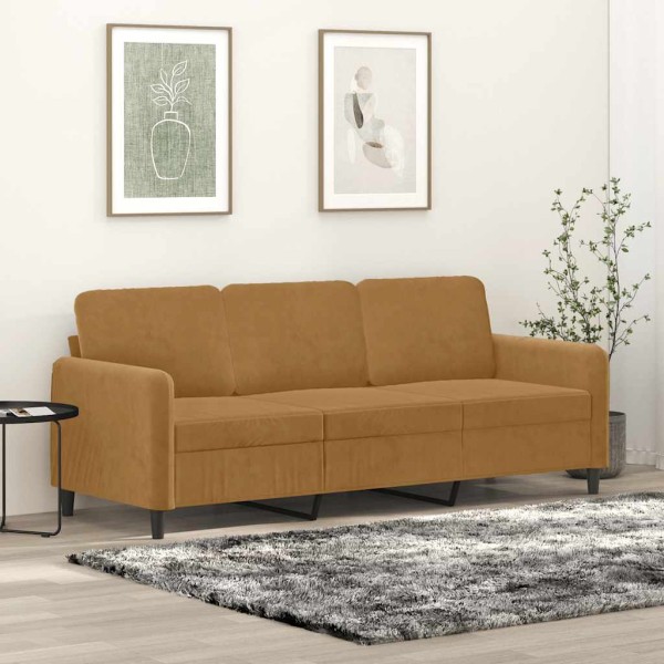 Three-seater sofa, brown, 180cm, velvet