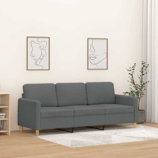 Three-seater sofa, dark gray, 180cm, fabric