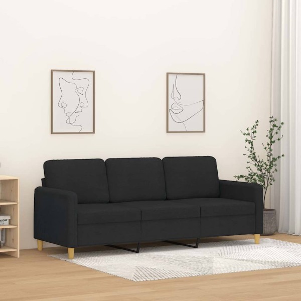 Three-seater sofa, black, 180cm, fabric