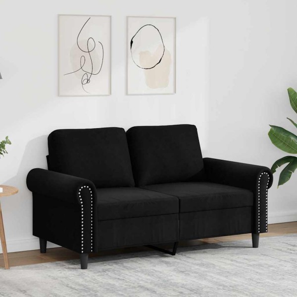 Double sofa, black, 120cm, velvet