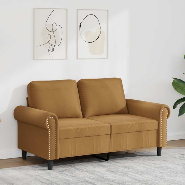 Double sofa, brown, 120cm, velvet