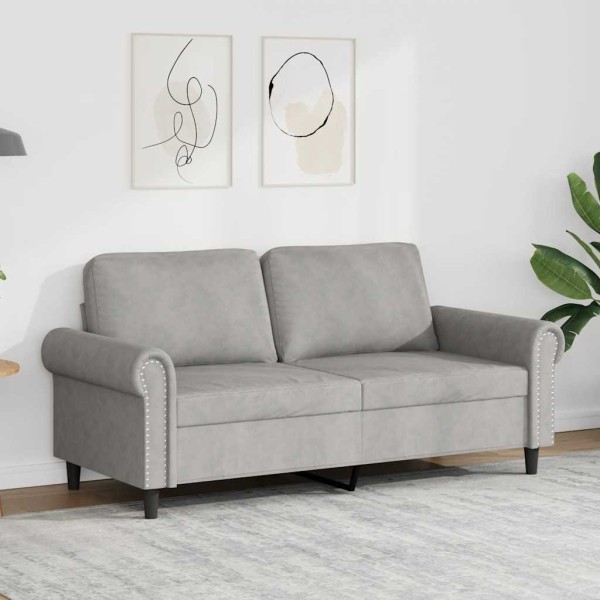 Double sofa, light gray, 140cm, velvet