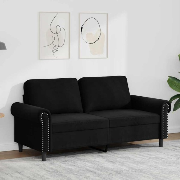 Double sofa, black, 140cm, velvet