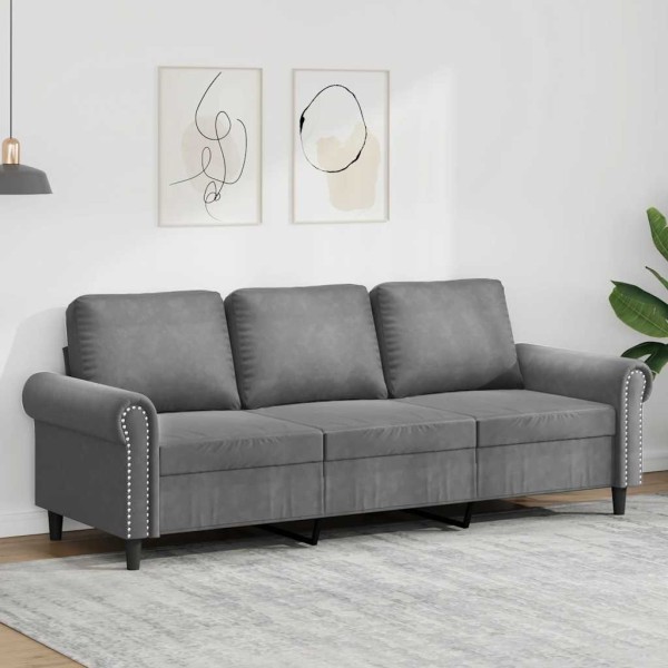 Trivietė sofa, tamsiai pilkos spalvos, 180cm, aksomas