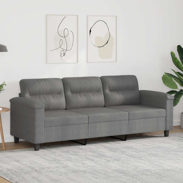 Three-seater sofa, dark gray, 180cm, microfiber fabric