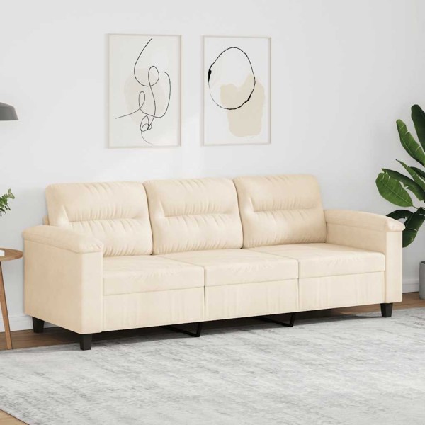 Three-seater sofa, beige, 180cm, microfiber fabric