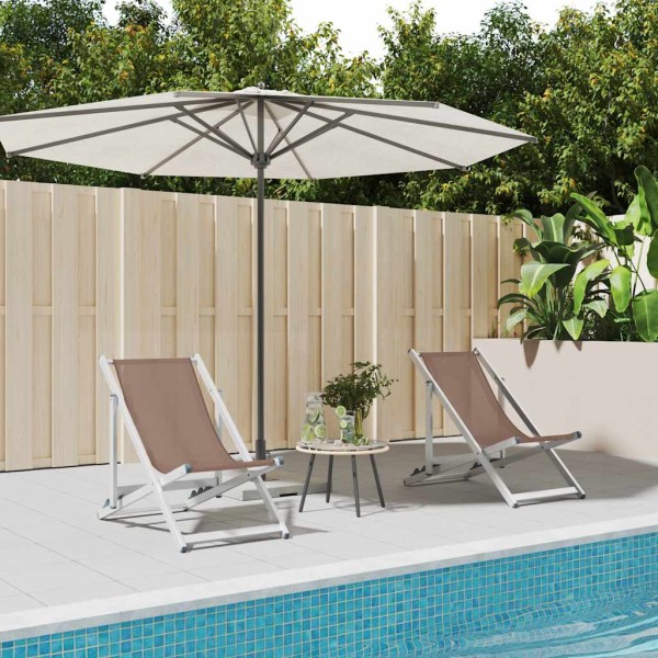 Beach chairs, 2 pcs., brown, aluminum and textile