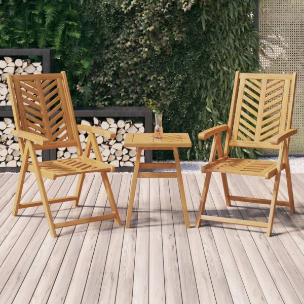 Reclining garden chairs, 2 pcs., solid acacia wood