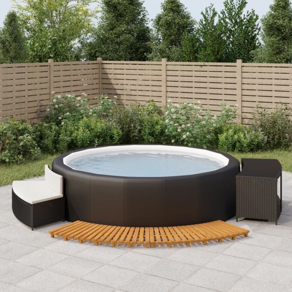 Bathtub frame, black color, polyrattan and solid acacia