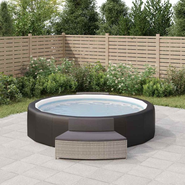 Whirlpool benches with pillows, 2 pcs., gray, rattan