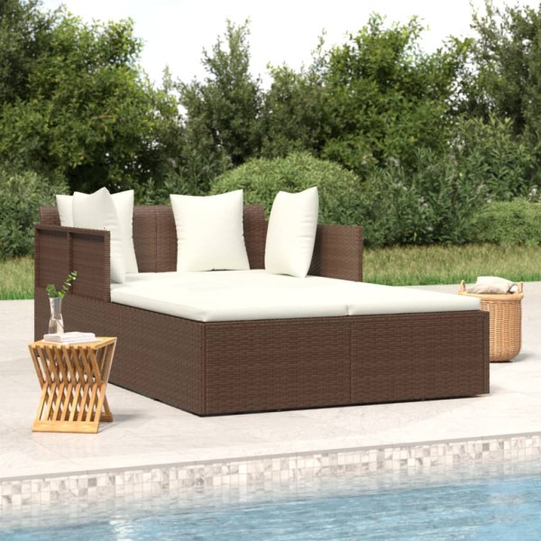 Sunbed with mattresses, brown, 182x118x63cm, polyrattan