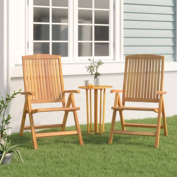 Reclining garden chairs, 2 pcs., solid teak wood
