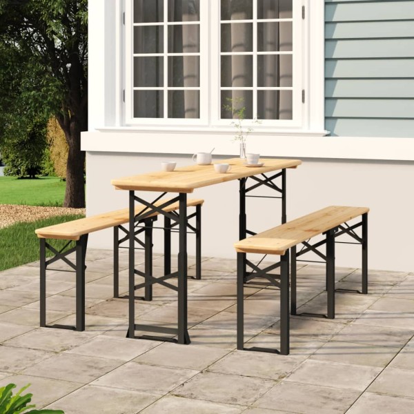 Folding beer table, 170x50x75/105cm, solid spruce