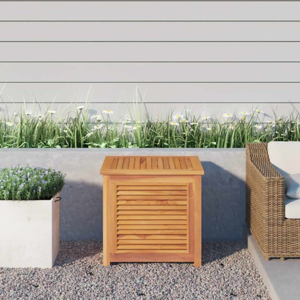 Garden storage box with basket, 60x50x58cm, solid teak