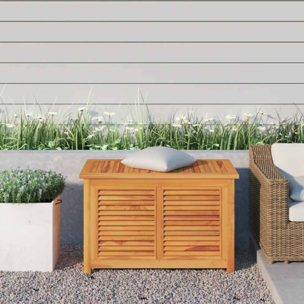 Garden storage box with bag, 90x50x58cm, solid teak
