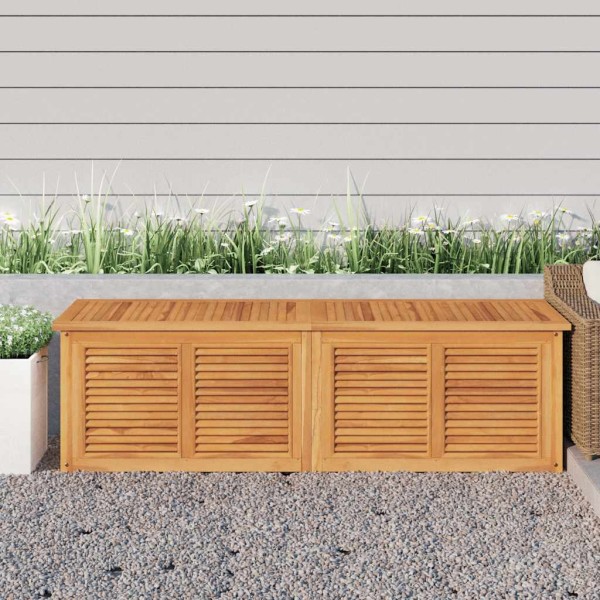 Garden storage box with bag, 175x50x55cm, solid teak
