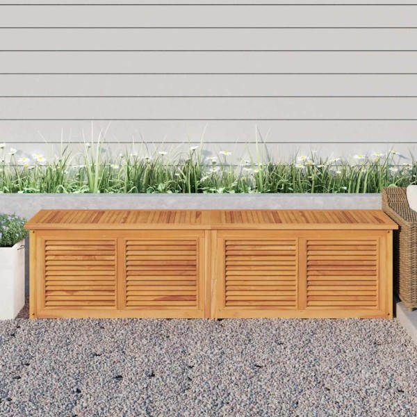 Garden storage box with basket, 200x50x55cm, solid teak