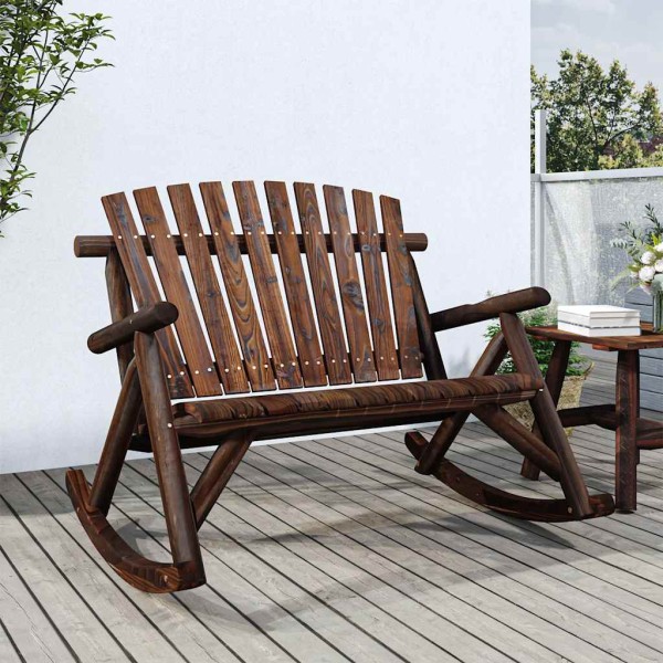 Double swinging garden bench, 123x96x102cm, solid spruce
