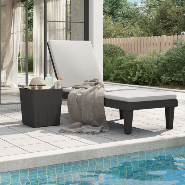 Sunbed, black, 155x58x83cm, polypropylene