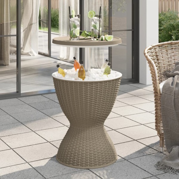 3-1 Table with refrigerator, light brown, polypropylene