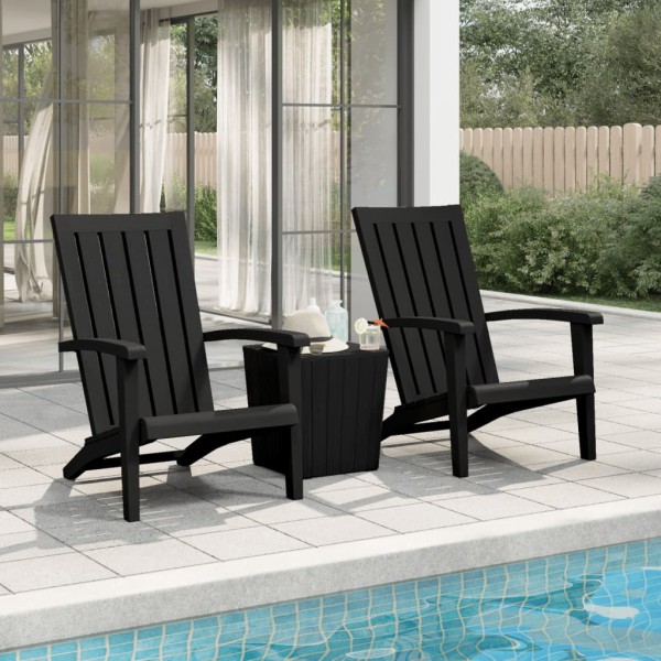 Garden Adirondack chairs, 2 pcs., black, polypropylene