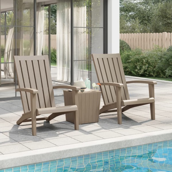 Garden adirondack chairs, 2 pcs., light brown, polypropylene