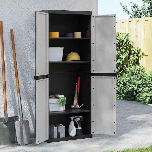 Outdoor cupboard for things, grey/black, 65x37x165cm, PP