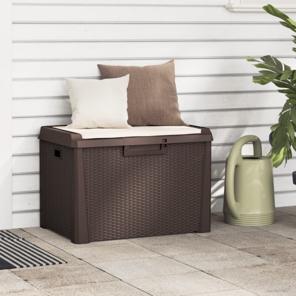 Garden storage box with seat cushion, brown, 125l, PP