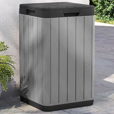 Outdoor trash can, gray,...
