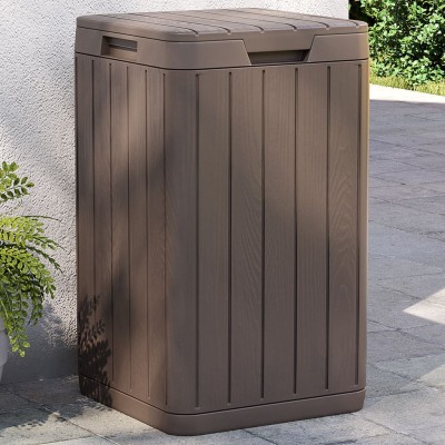 Outdoor trash can, brown,...