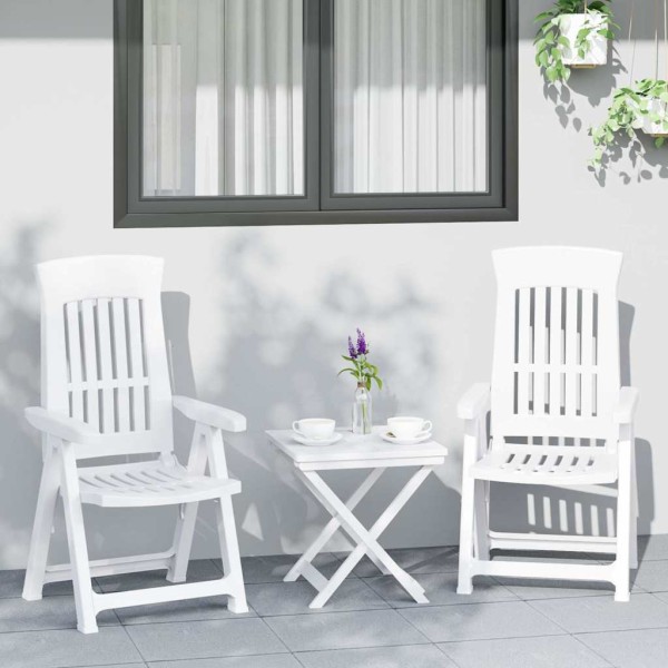 Reclining garden chairs, 2 pcs., white, PP