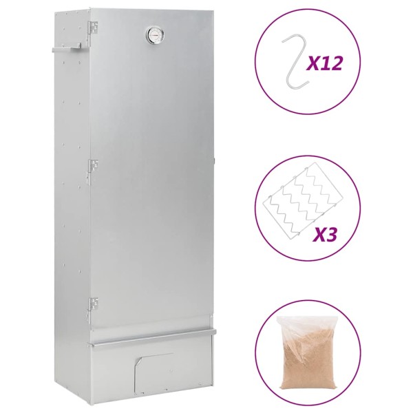 Stove-smoker with wood chips, 44.5x29x110cm, steel