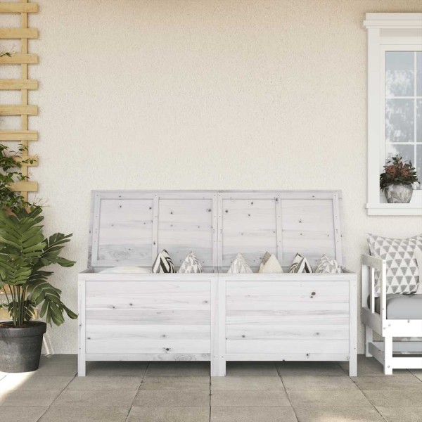Garden storage box, white, 150x50x56.5cm, solid spruce wood