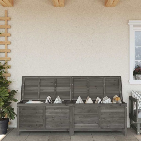 Garden storage box, anthracite, 198.5x50x56.5cm, solid spruce