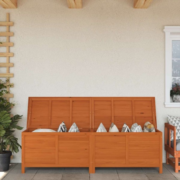 Garden storage box, brown, 198.5x50x56.5cm, solid spruce wood