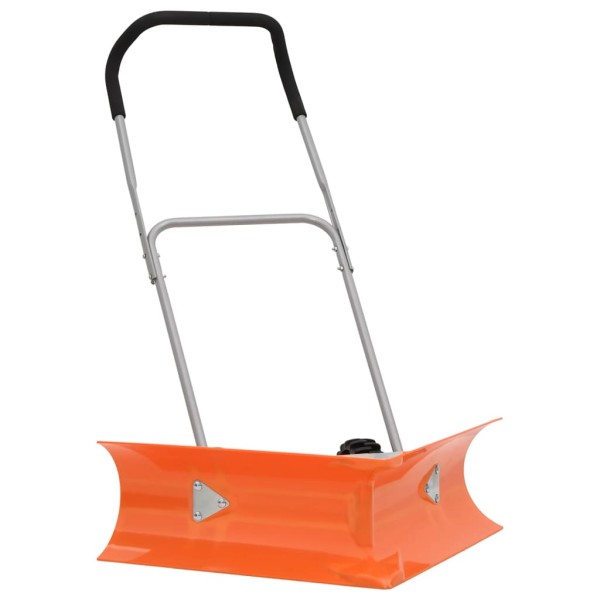 Two-cornered snow shovel with extendable handle, orange