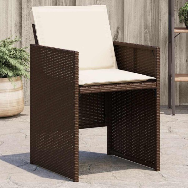 Garden chairs with cushions, 4 pcs., brown, polyrattan