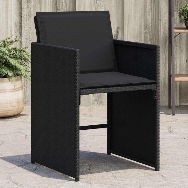 Garden chairs with cushions, 4 pcs., black, polyrattan