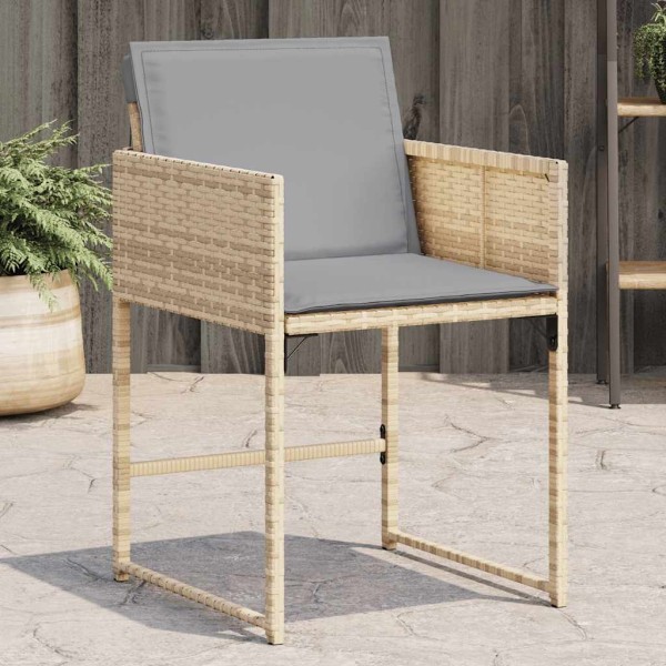Garden chairs with cushions, 4 pcs., sand mixture, polyrattan