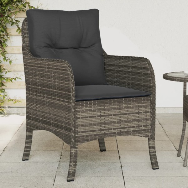 Garden chairs with cushions, 2 pcs., gray, polyrattan