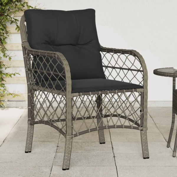 Garden chairs with cushions, 2 pcs., gray, polyrattan