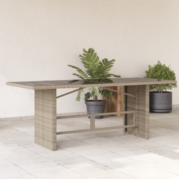 Table with glass top, gray, 190x80x74, polyrattan