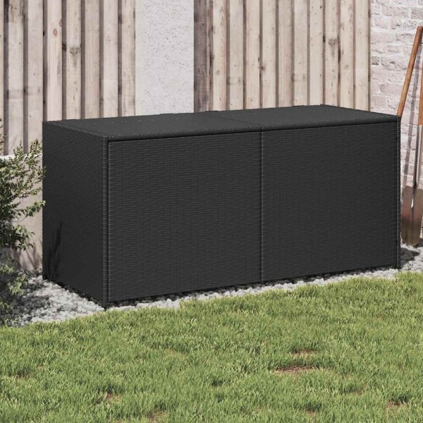 Garden storage box, black, 283l, polyrattan