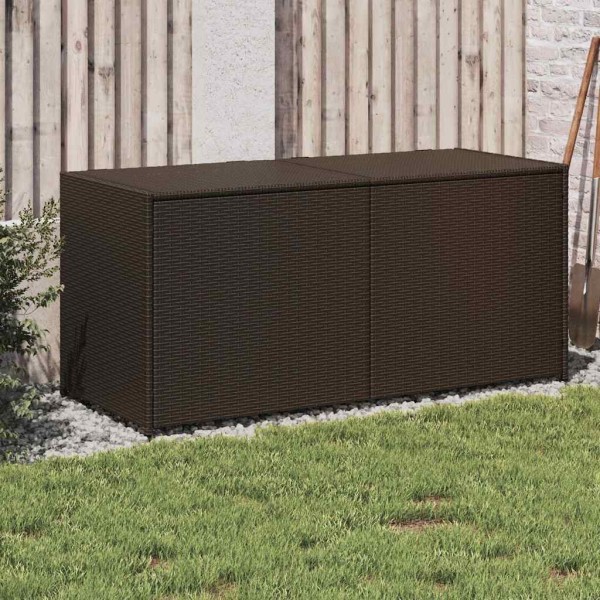 Garden storage box, brown, 283l, polyrattan