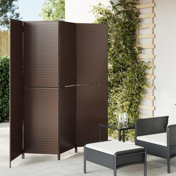 Room partition, 4 segments, brown, polyrattan