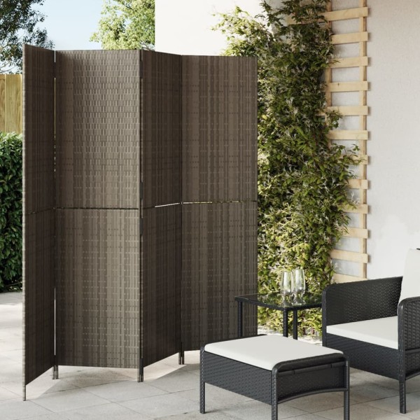 Room partition, 4 segments, gray color, polyrattan