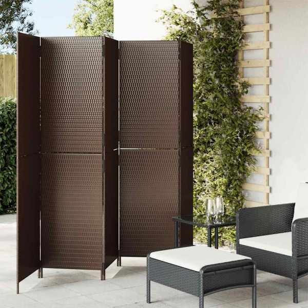 Room divider, 5 segments, brown, polyrattan