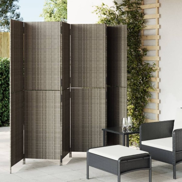 Room partition, 6 segments, gray color, polyrattan