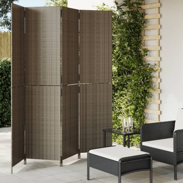 Room partition, 4 segments, gray color, polyrattan