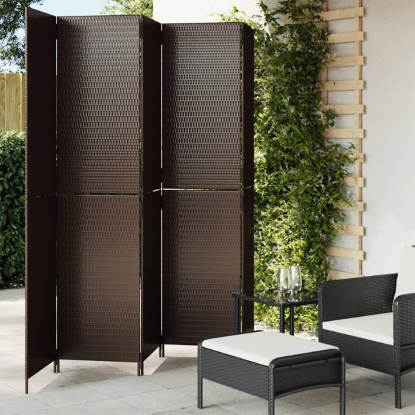 Room divider, 5 segments, brown, polyrattan